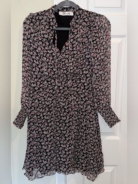 Diane Von Furstenberg Silk Black Floral Mini Dress